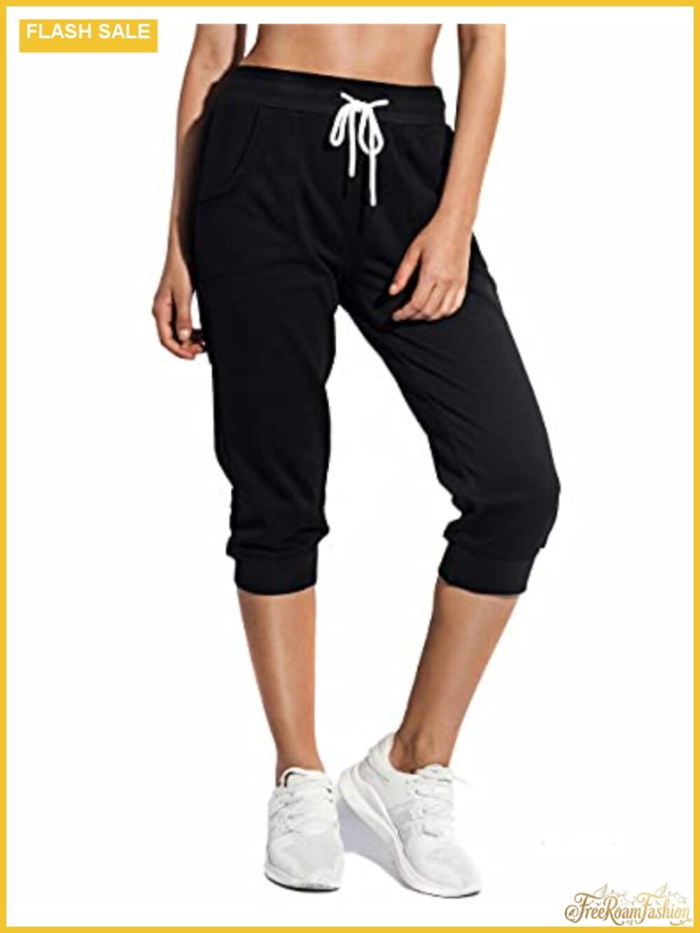 Women's Cropped Sweatpants with Pockets, Soft Lounge Jogger